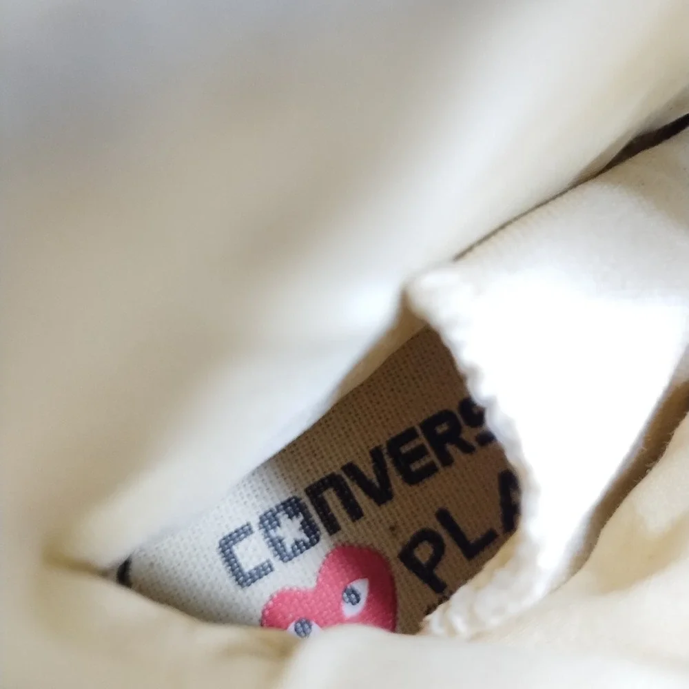 Converse All-Stars Des Garcons High Top Sneaker Mens Size 6 Cream‎ Logo Lace Up - Picture 9 of 16